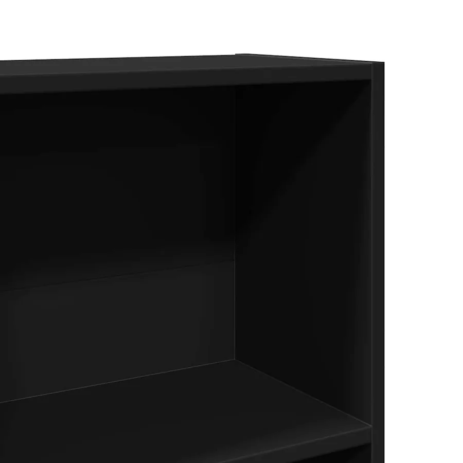 Bibliothèque noir 40x24x143 cm bois d'ingénierie - 7