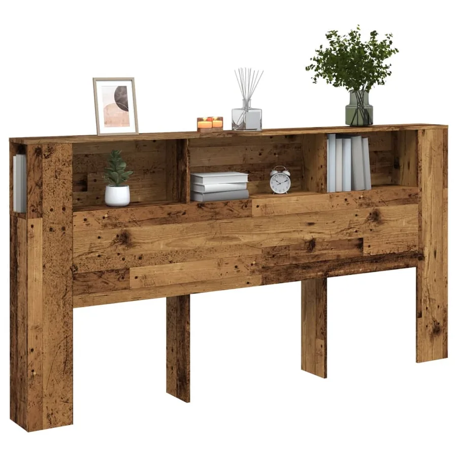 Armoire de tête de lit vieux bois 200x18,5x102,5 cm