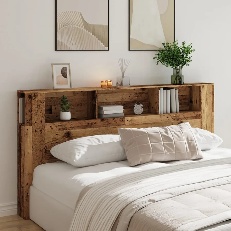 Armoire de tête de lit vieux bois 200x18,5x102,5 cm - 3