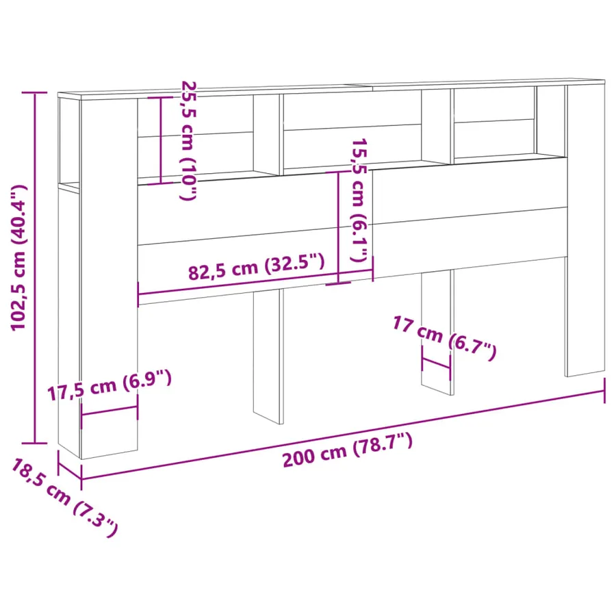 Armoire de tête de lit vieux bois 200x18,5x102,5 cm - 9