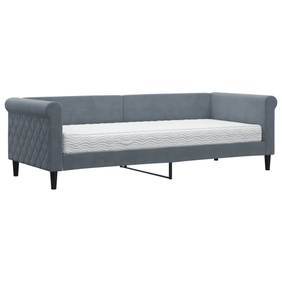 Lit de jour avec matelas gris foncé 80x200 cm velours - 2