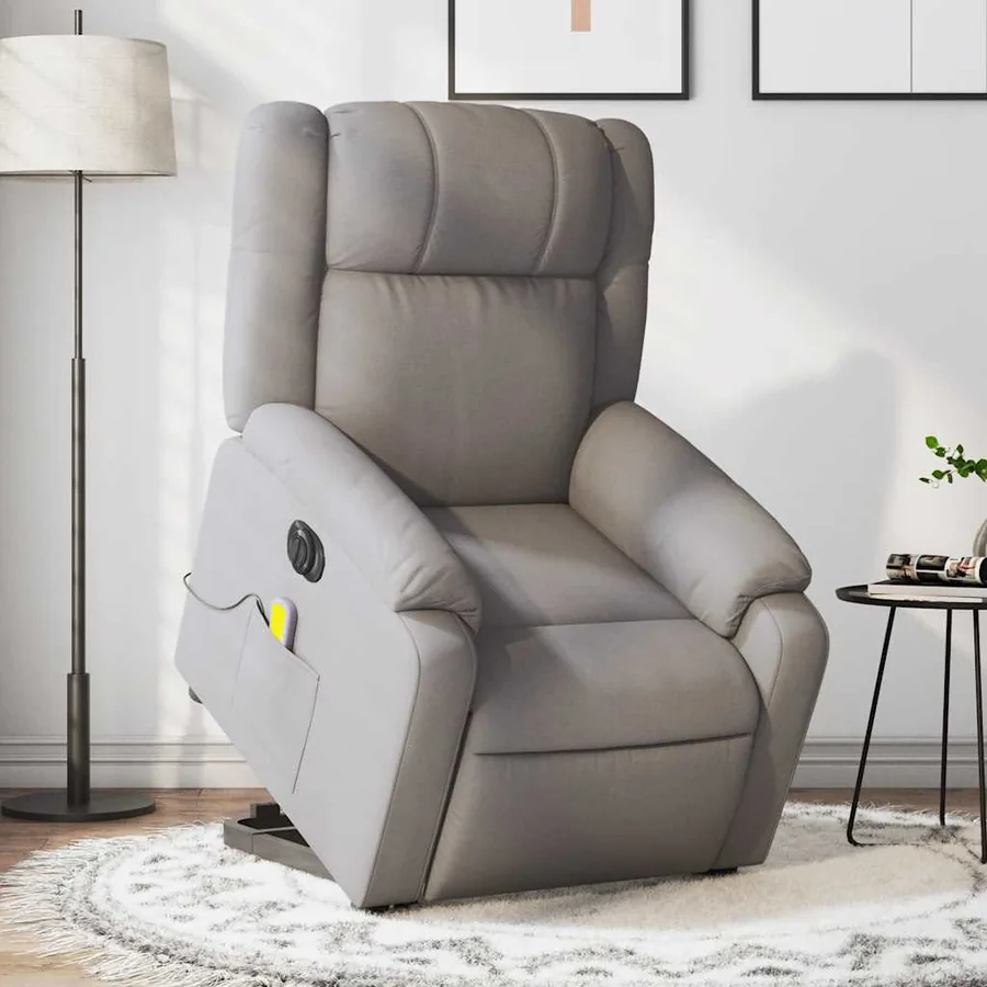 Fauteuil inclinable de massage électrique Taupe Tissu