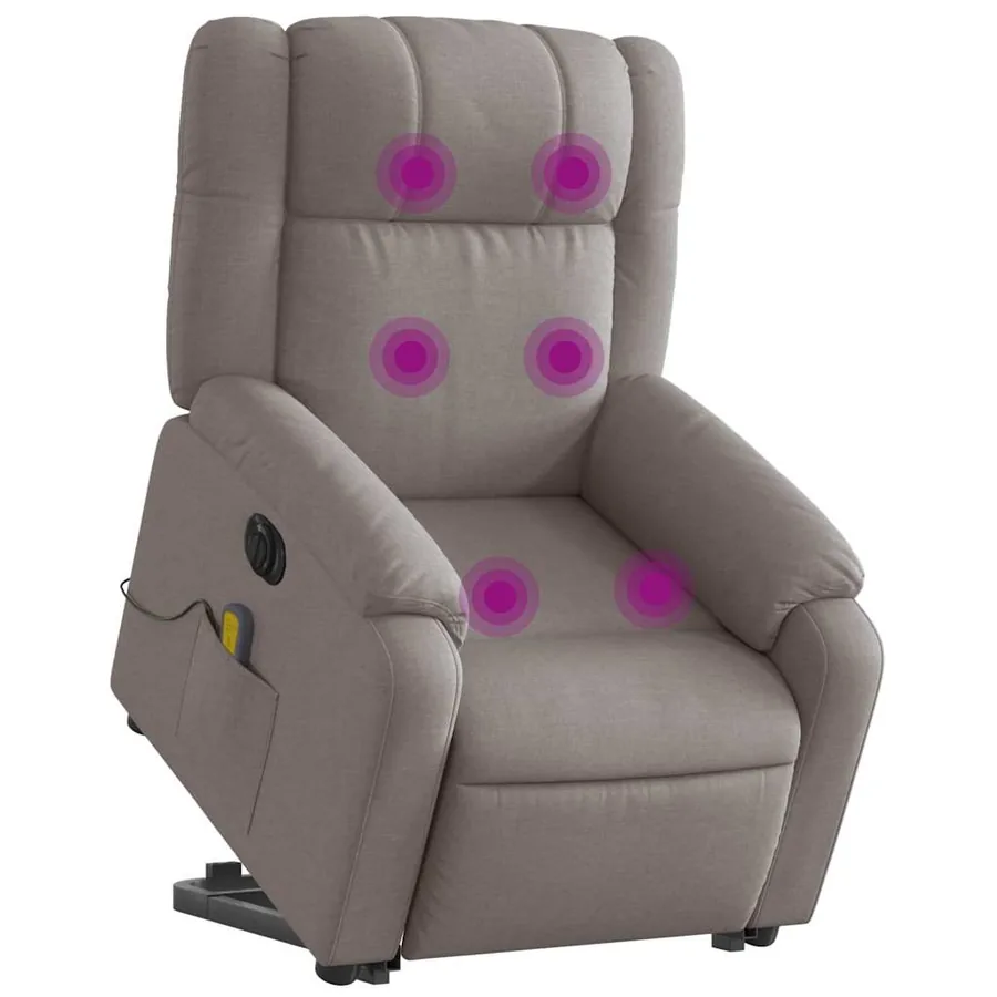Fauteuil inclinable de massage électrique Taupe Tissu - 3