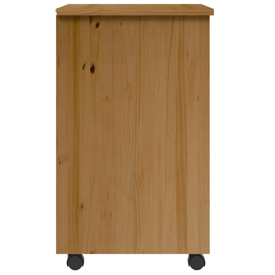 Armoire roulante avec tiroirs MOSS bois de pin marron miel - 4