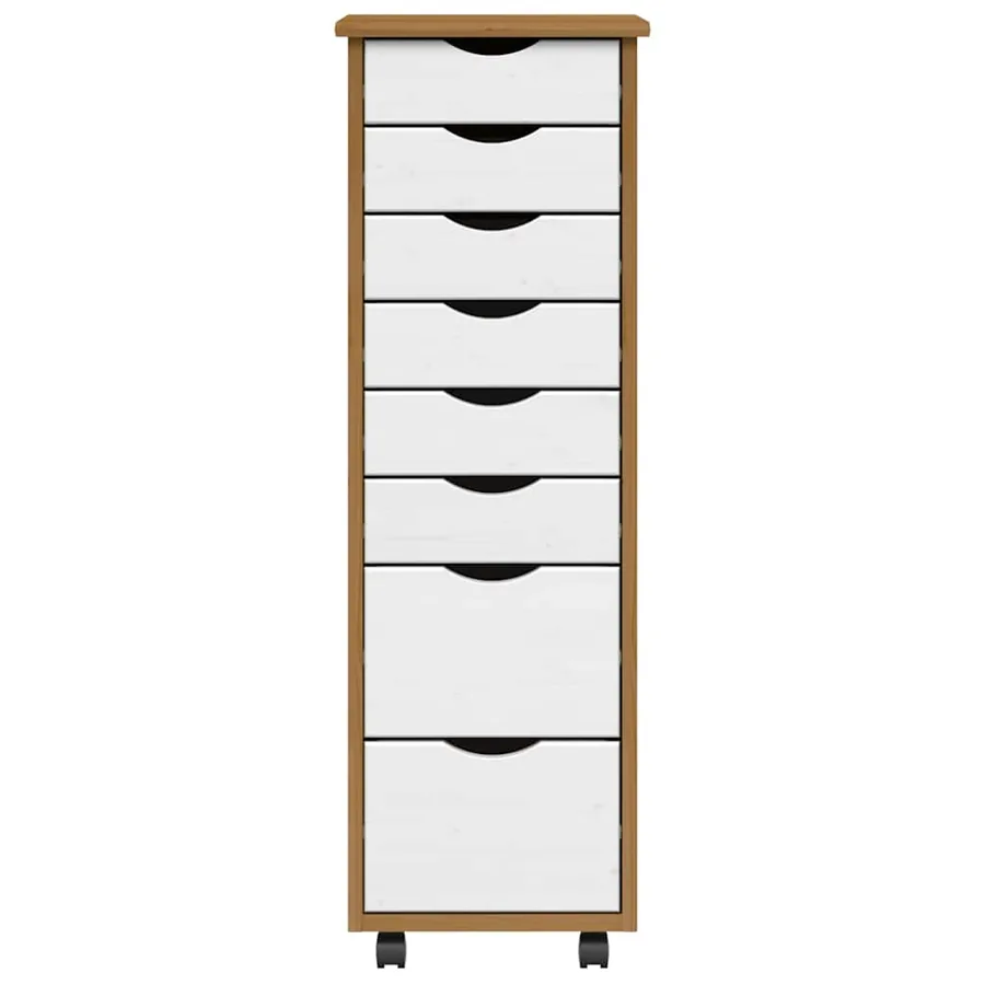 Armoire roulante avec tiroirs MOSS bois de pin marron miel - 4