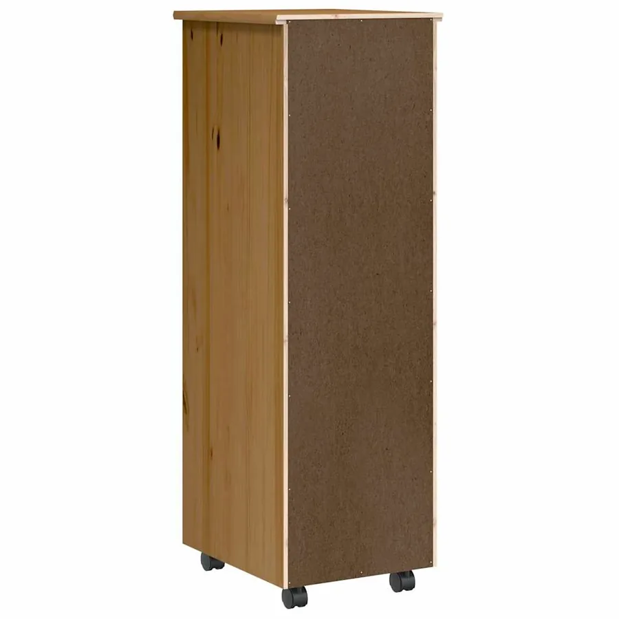 Armoire roulante avec tiroirs MOSS bois de pin marron miel - 5
