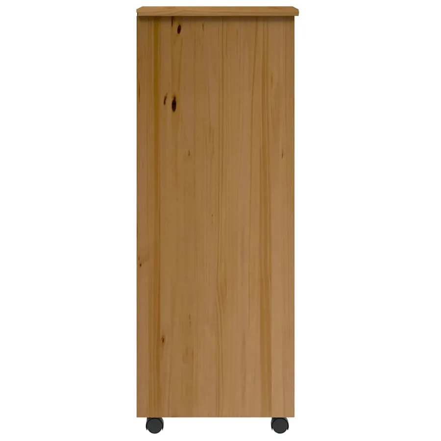 Armoire roulante avec tiroirs MOSS bois de pin marron miel - 6