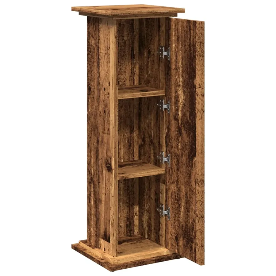 Piédestal avec rangement vieux bois bois d'ingénierie - 4