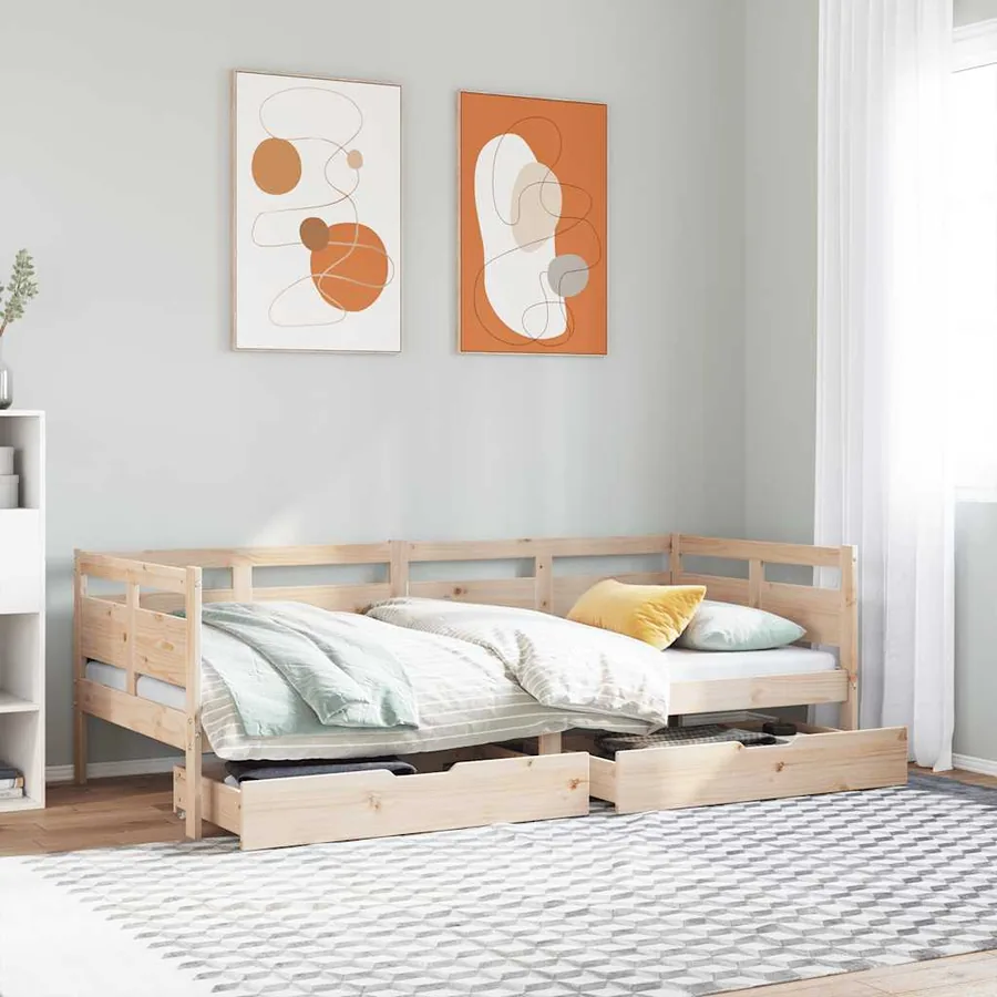 Lit de jour avec tiroirs sans matelas 80x200 cm bois massif