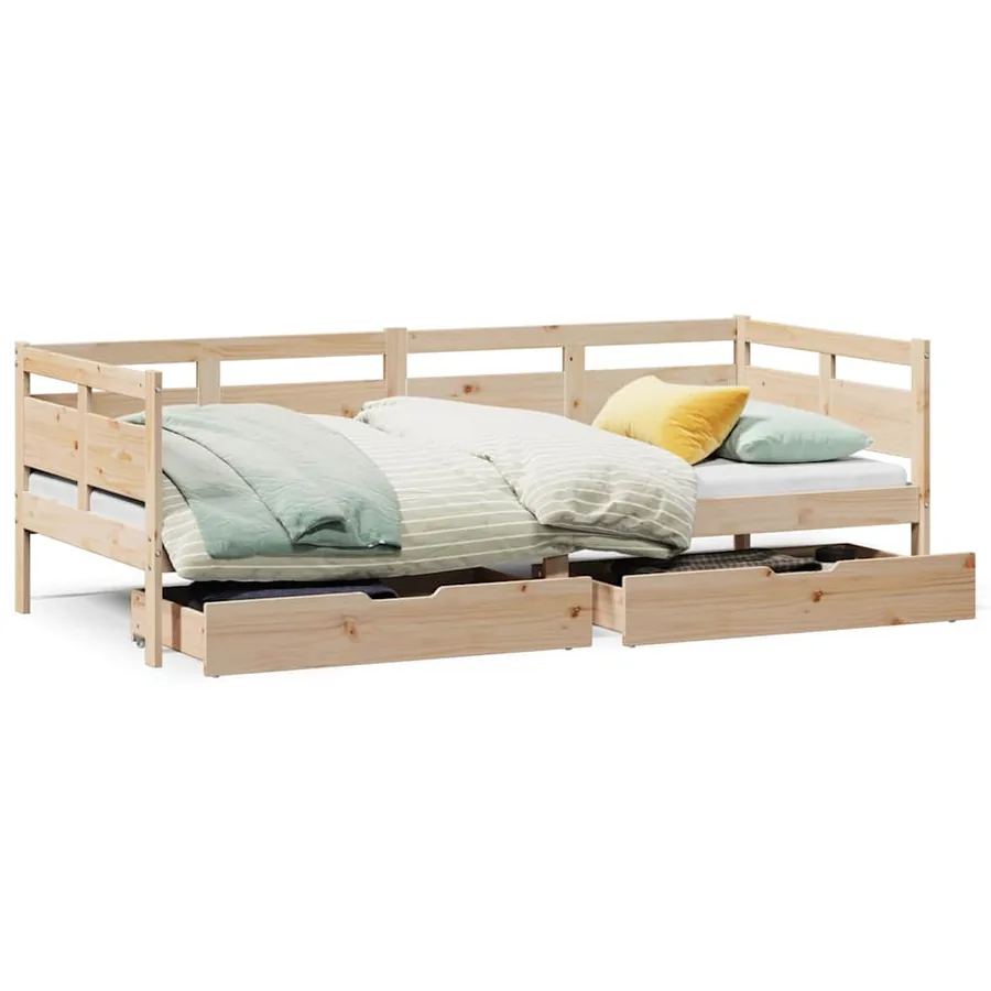 Lit de jour avec tiroirs sans matelas 80x200 cm bois massif - 2