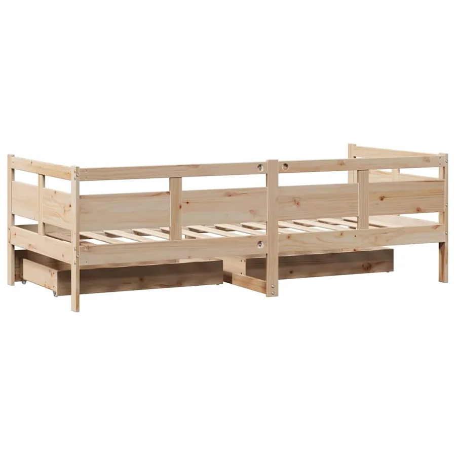 Lit de jour avec tiroirs sans matelas 80x200 cm bois massif - 6