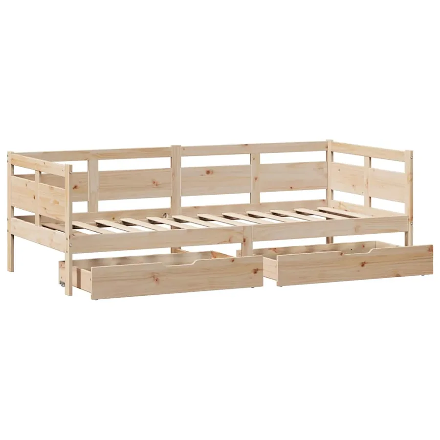 Lit de jour avec tiroirs sans matelas 80x200 cm bois massif - 9