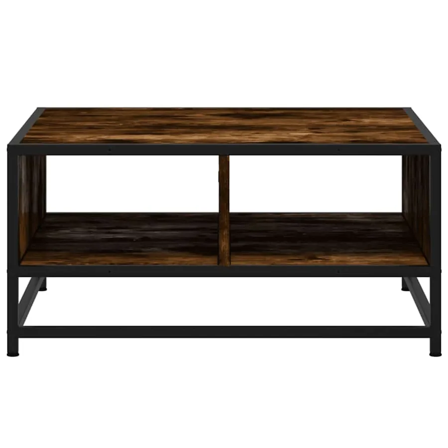 Table basse chêne fumé 60,5x60,5x30 cm bois d'ingénierie/métal - 5