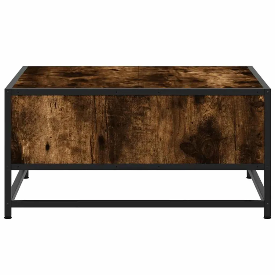 Table basse chêne fumé 60,5x60,5x30 cm bois d'ingénierie/métal - 6