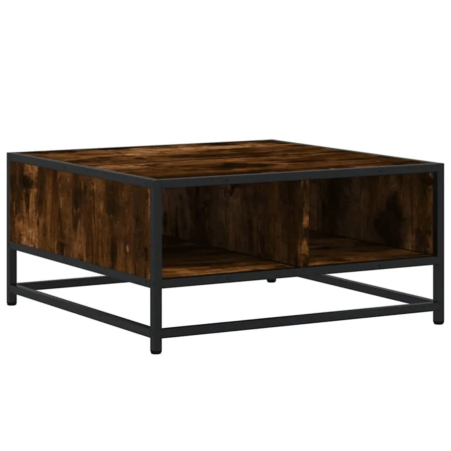 Table basse chêne fumé 60,5x60,5x30 cm bois d'ingénierie/métal - 7