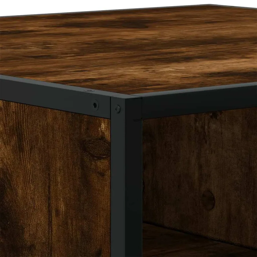 Table basse chêne fumé 60,5x60,5x30 cm bois d'ingénierie/métal - 8