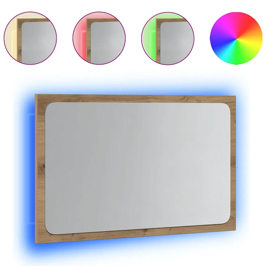 Miroir de salle de bain avec lumière LED chêne artisanal - 2