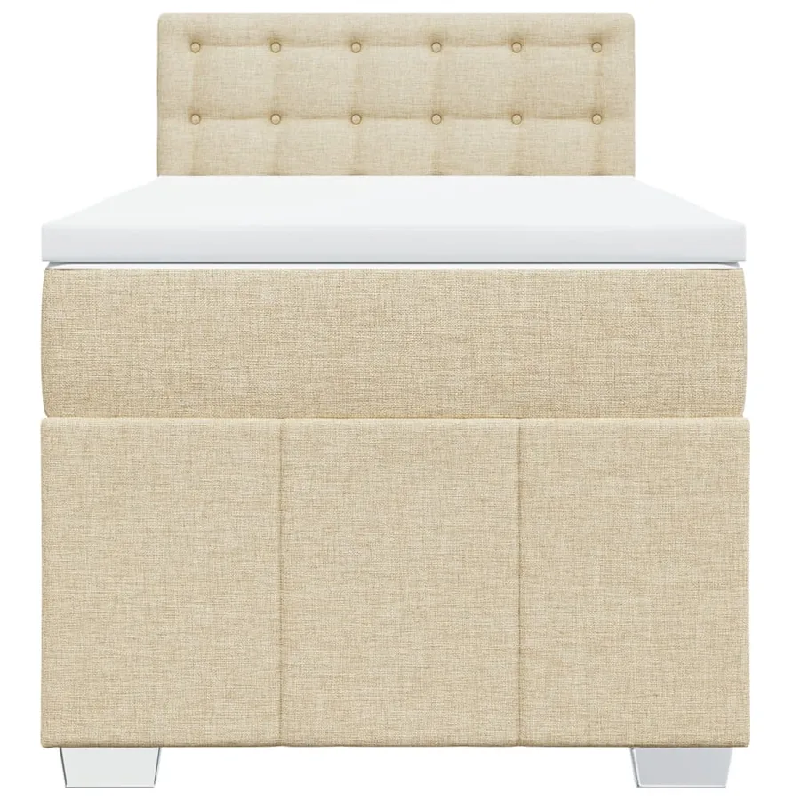 Sommier à lattes de lit avec matelas Crème 100x200 cm Tissu - 4