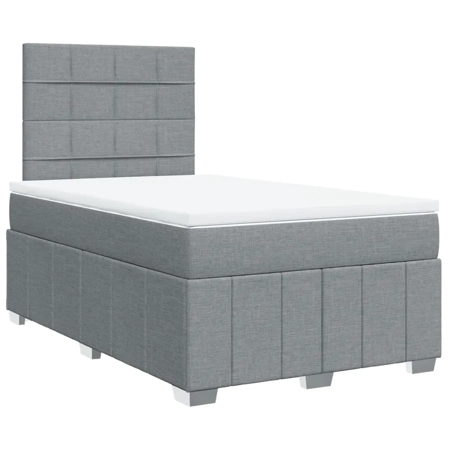 Sommier à lattes de lit et matelas gris clair 120x190 cm tissu - 2