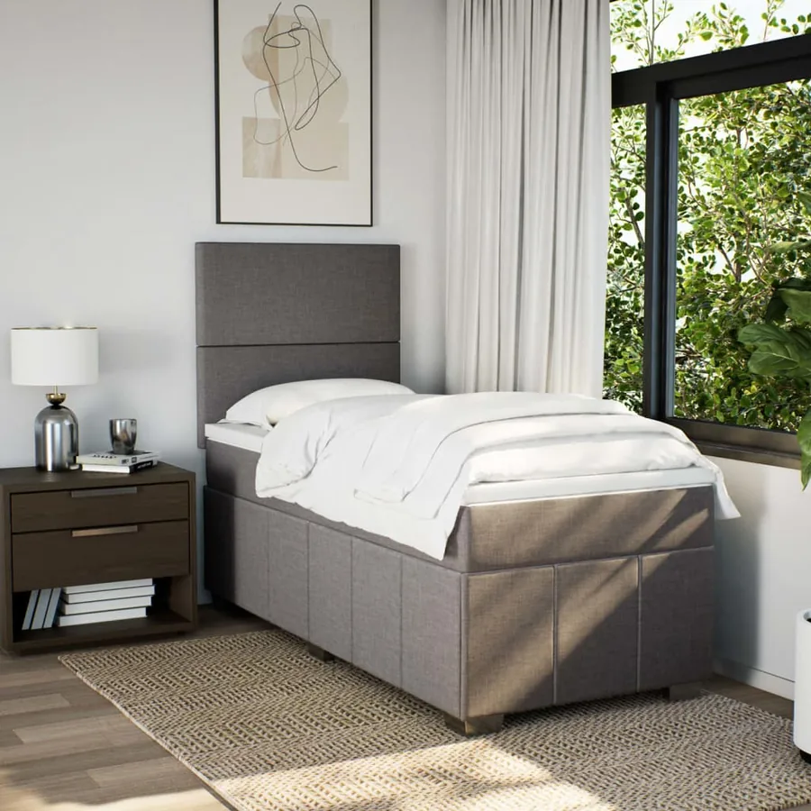 Sommier à lattes de lit avec matelas Taupe 100x200 cm Tissu - 3