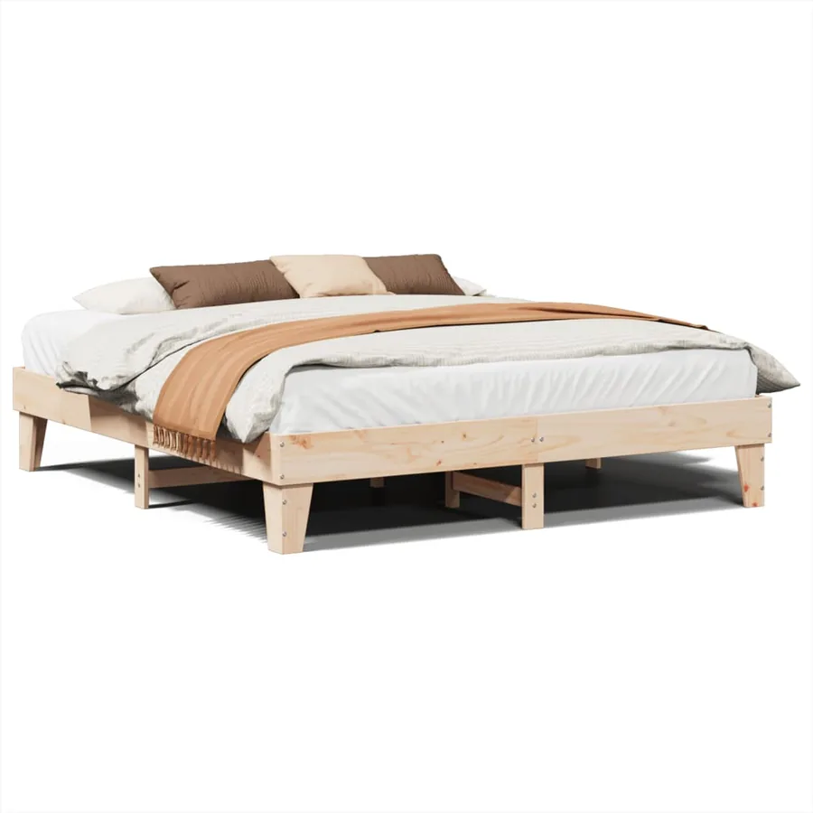 Cadre de lit sans matelas 200x200 cm bois massif de pin - 2