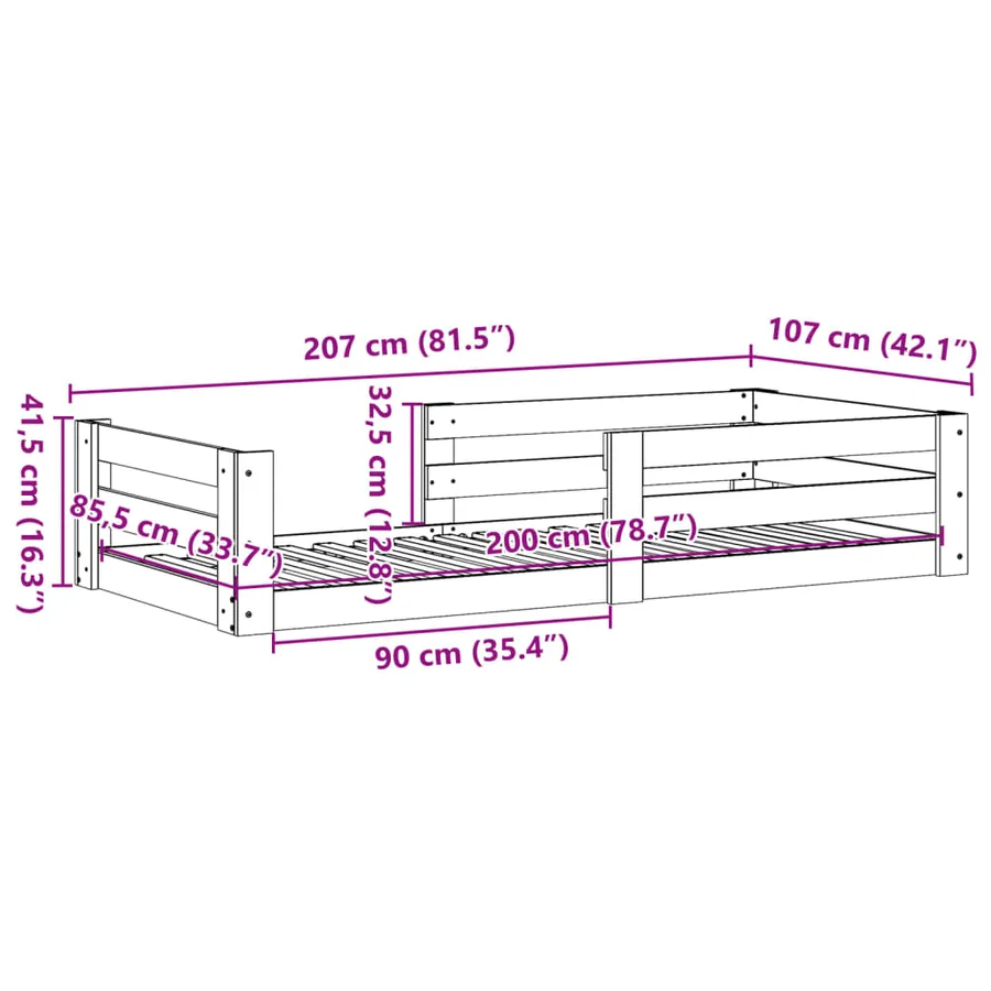 Cadre de lit sans matelas 100x200 cm bois massif de pin - 9