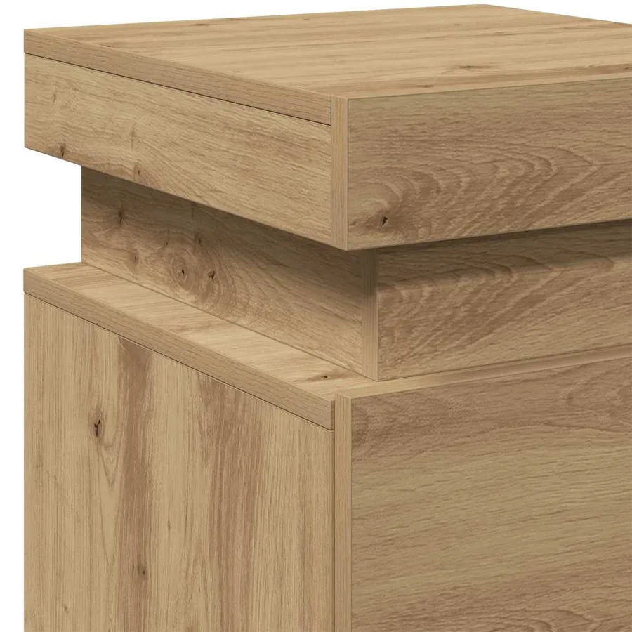 Tables de chevet avec LED 2 pcs chêne artisanal bois ingénierie - 10