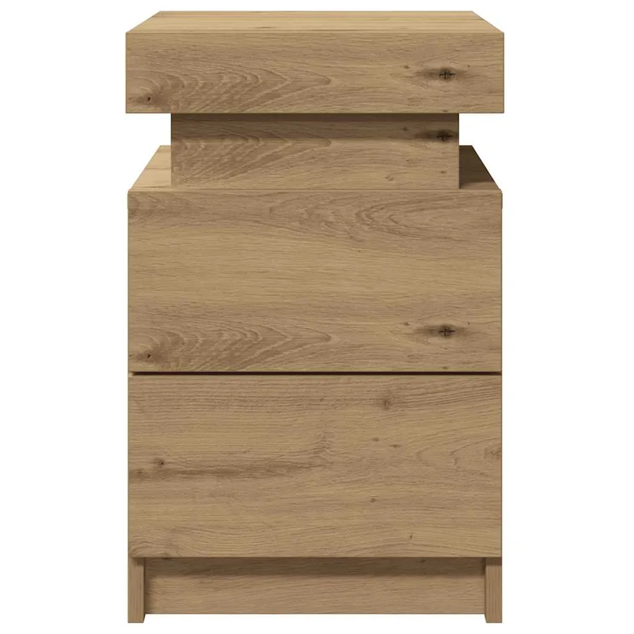 Tables de chevet avec LED 2 pcs chêne artisanal bois ingénierie - 5