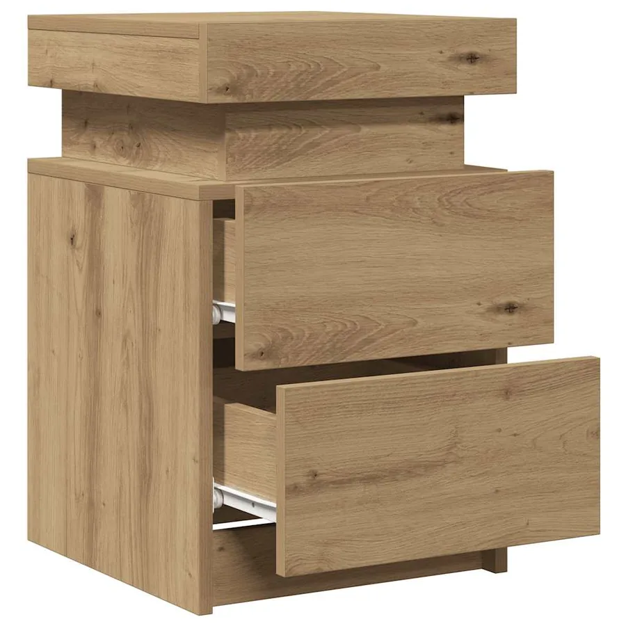 Tables de chevet avec LED 2 pcs chêne artisanal bois ingénierie - 6