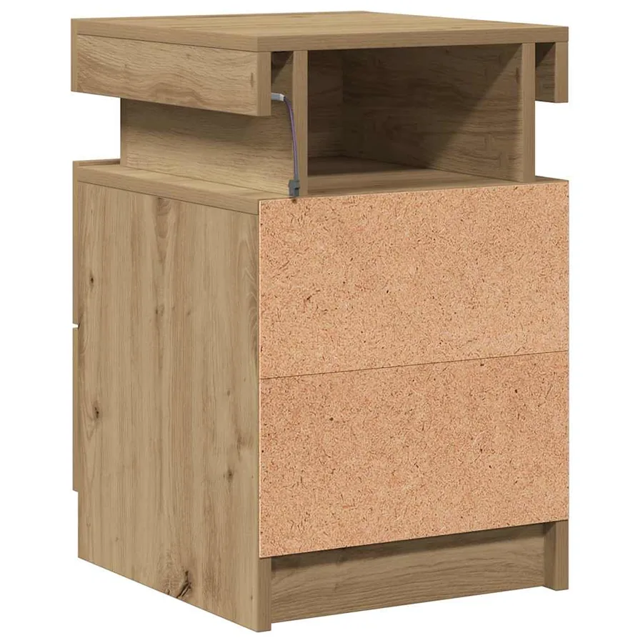 Tables de chevet avec LED 2 pcs chêne artisanal bois ingénierie - 7