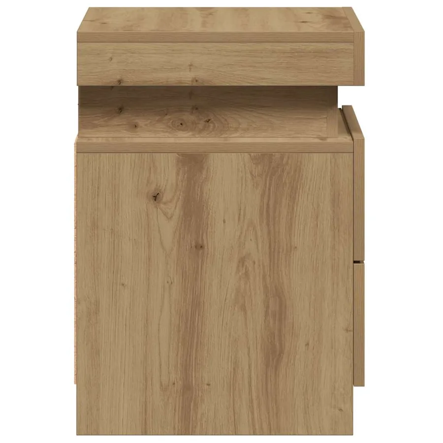 Tables de chevet avec LED 2 pcs chêne artisanal bois ingénierie - 9