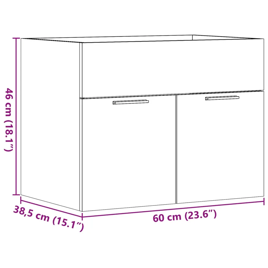 Armoire d'évier Chêne sonoma 60x38,5x46 cm Aggloméré - 11