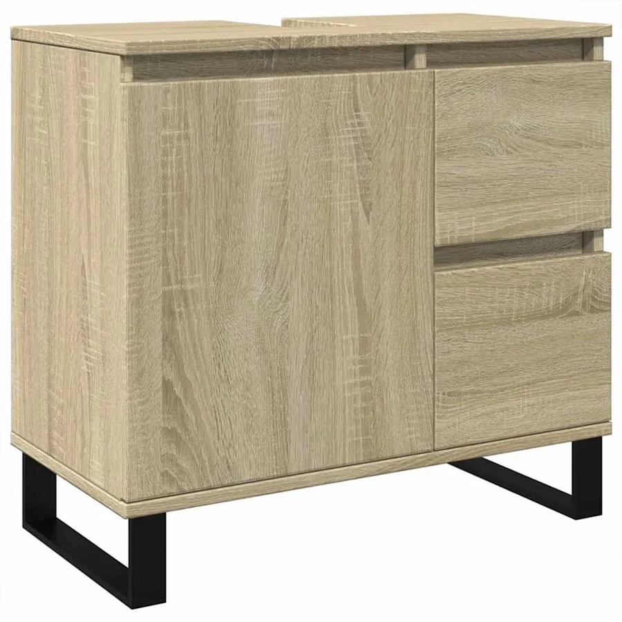 Armoire salle de bain chêne sonoma 65x33x60 cm - 2