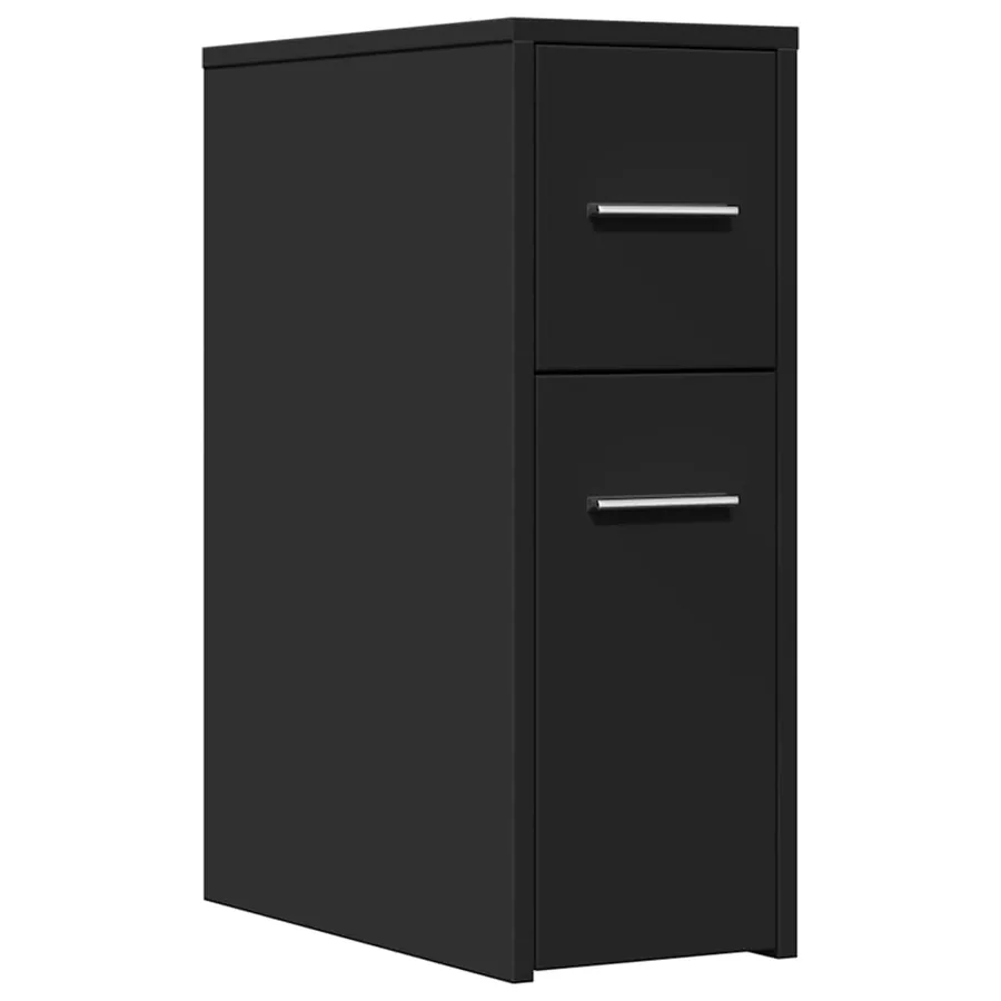 Armoire de salle de bain étroite avec roulettes noir - 2