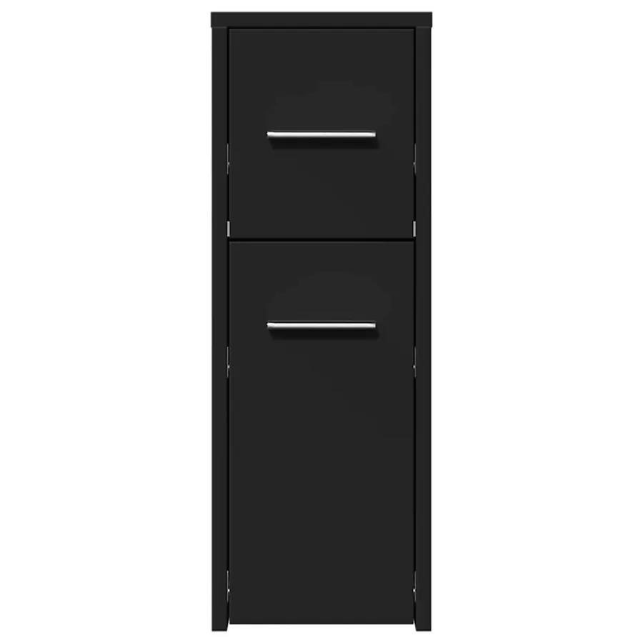 Armoire de salle de bain étroite avec roulettes noir - 4