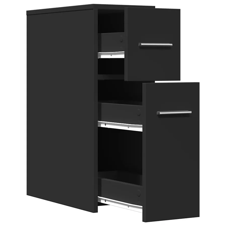 Armoire de salle de bain étroite avec roulettes noir - 7
