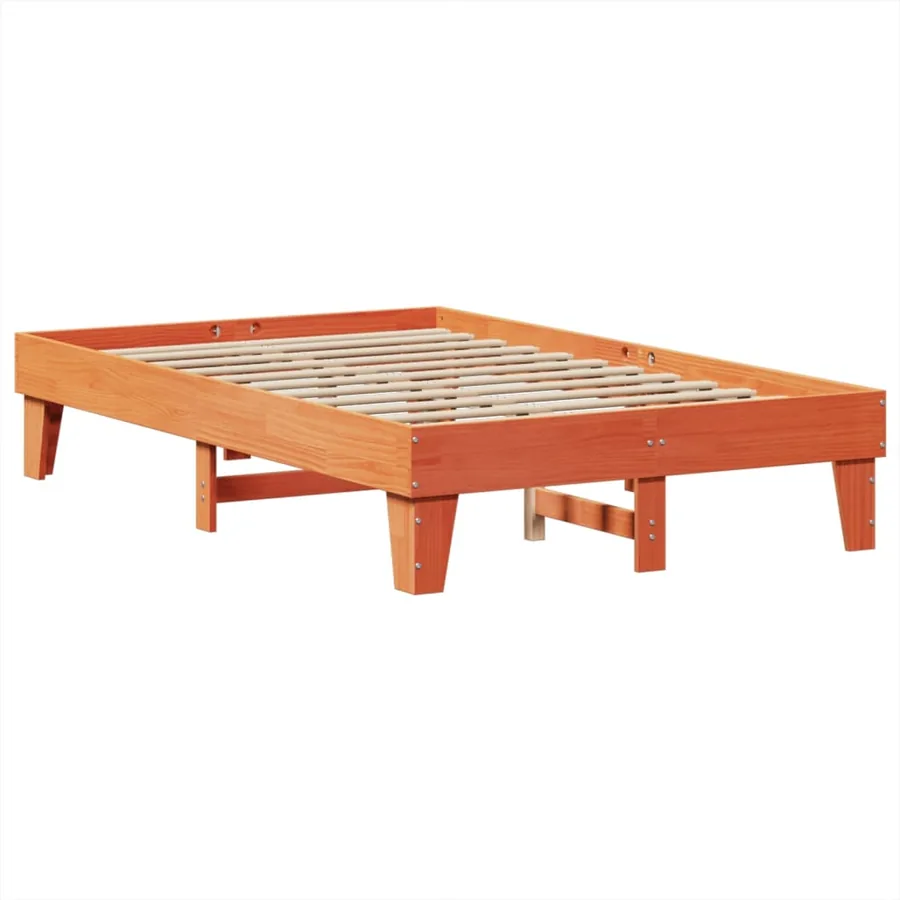 Cadre de lit sans matelas cire marron 120x200cm bois pin massif - 3