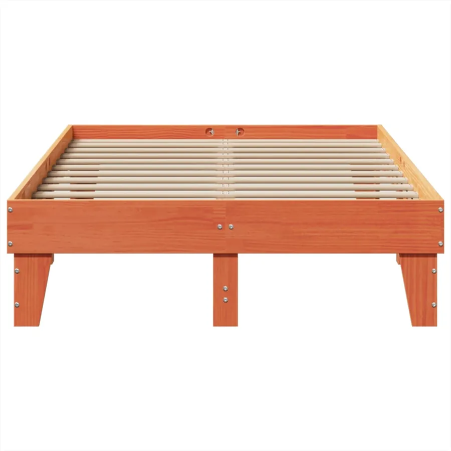 Cadre de lit sans matelas cire marron 120x200cm bois pin massif - 4