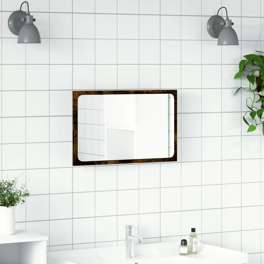 Miroir de salle de bain à LED chêne sonoma bois d'ingénierie - 4