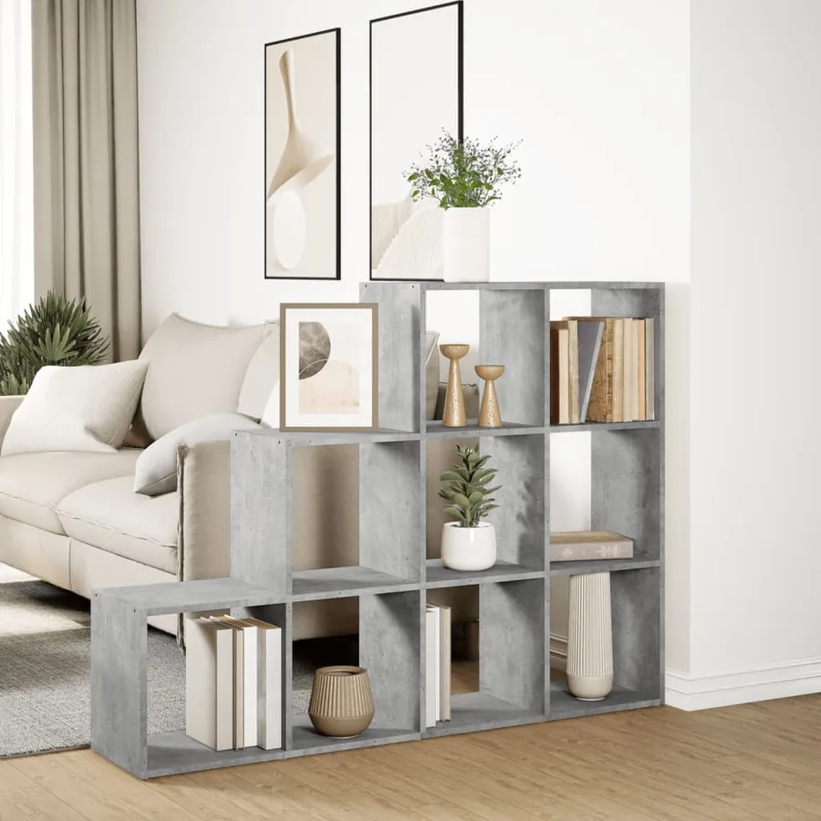 Étagère séparatrice de pièce à 3 niveaux gris béton - 4