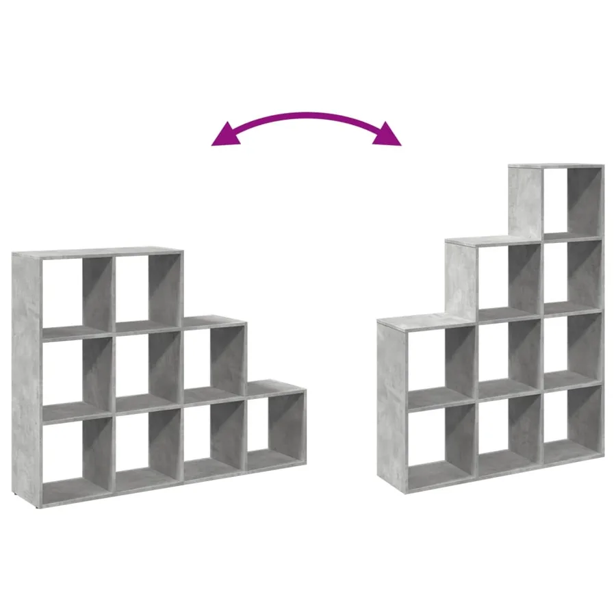 Étagère séparatrice de pièce à 3 niveaux gris béton - 9