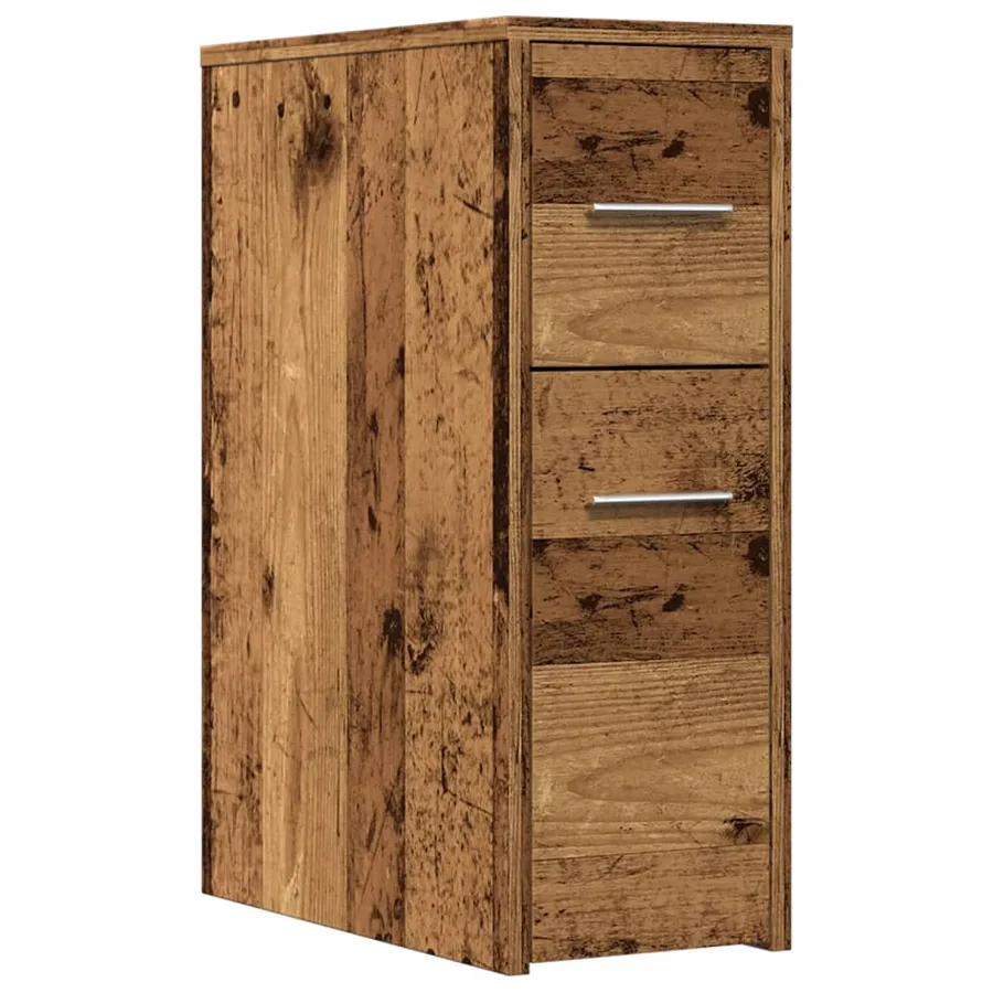 Armoire de salle de bain étroite avec roulettes vieux bois - 2