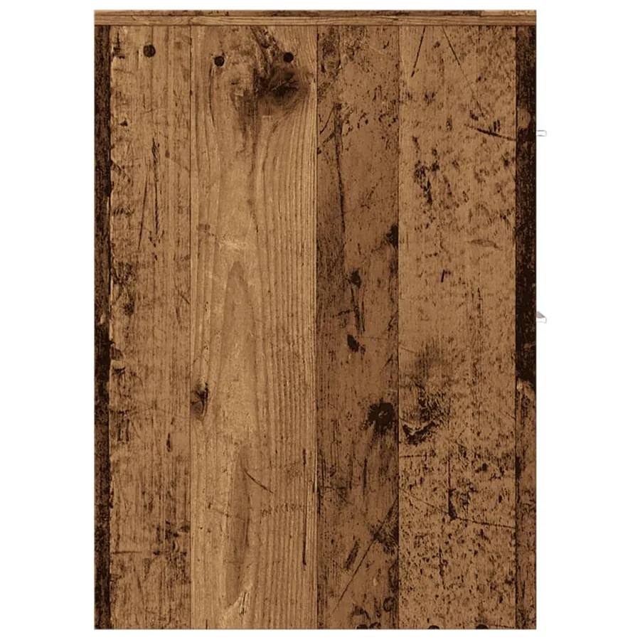 Armoire de salle de bain étroite avec roulettes vieux bois - 5
