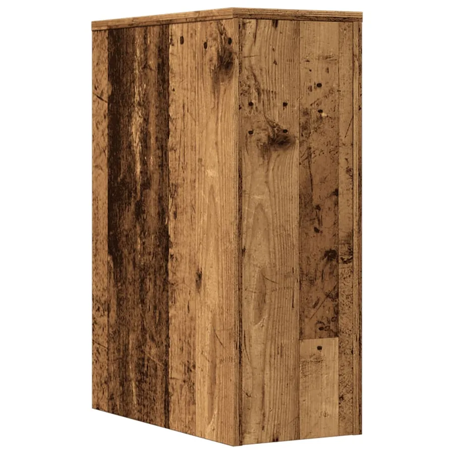Armoire de salle de bain étroite avec roulettes vieux bois - 6