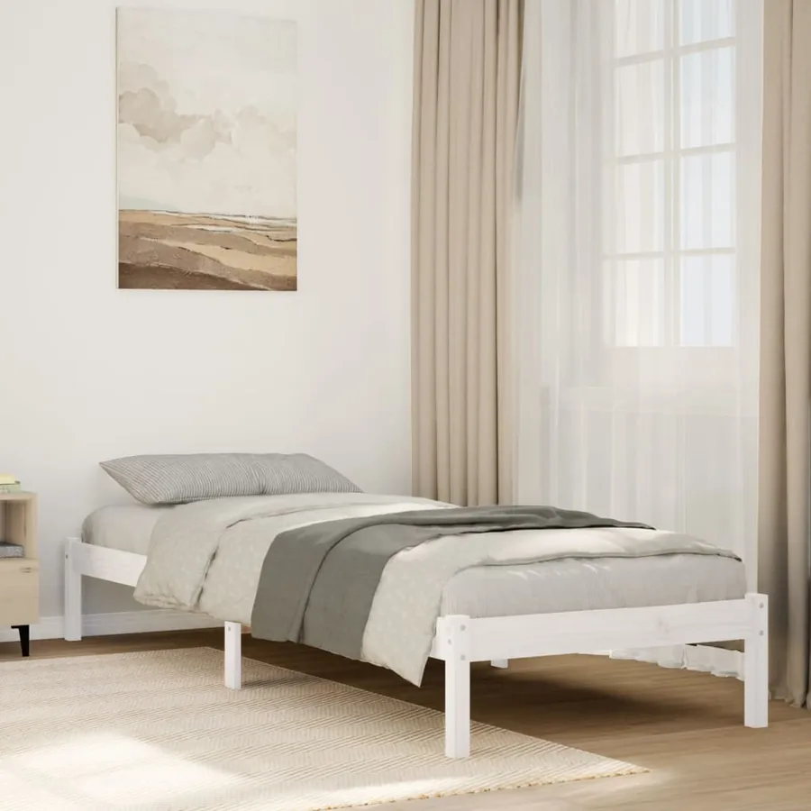 Cadre de lit extra long sans matelas 90x220 cm bois massif pin