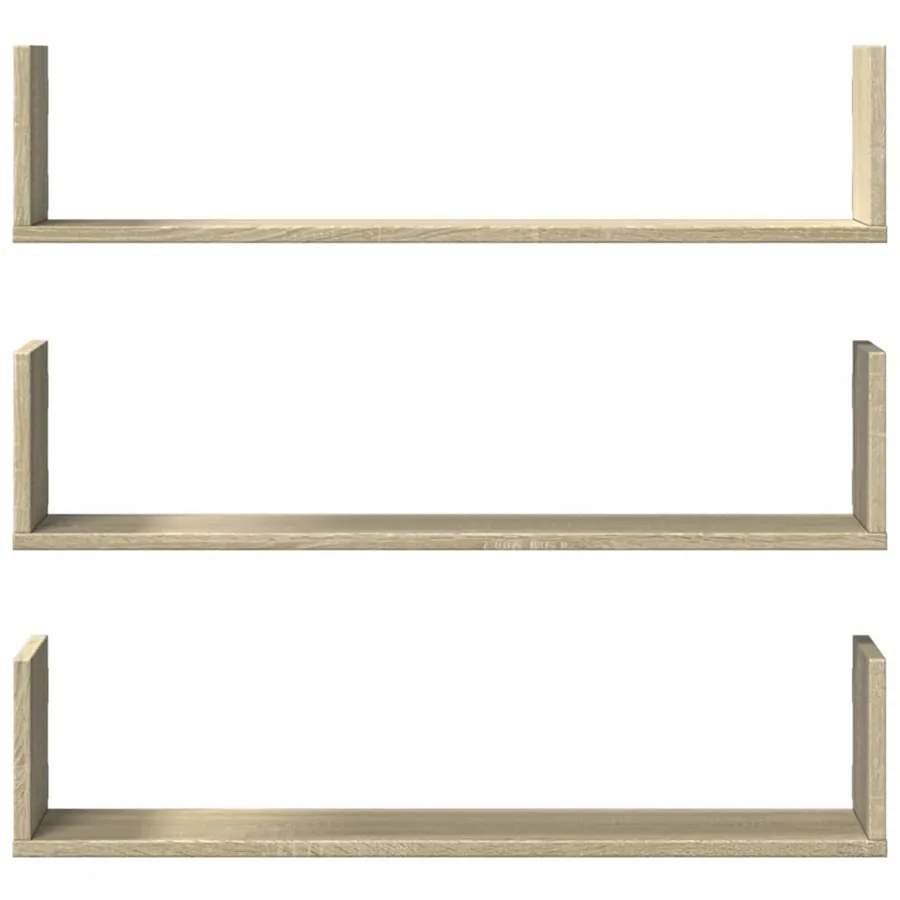 Étagères murales 3pcs chêne sonoma 80x18x18cm bois d'ingénierie - 4