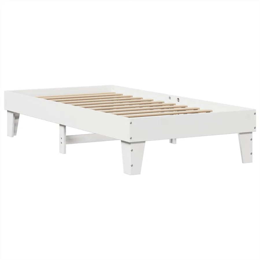 Cadre de lit sans matelas blanc 100x200 cm bois de pin massif - 3