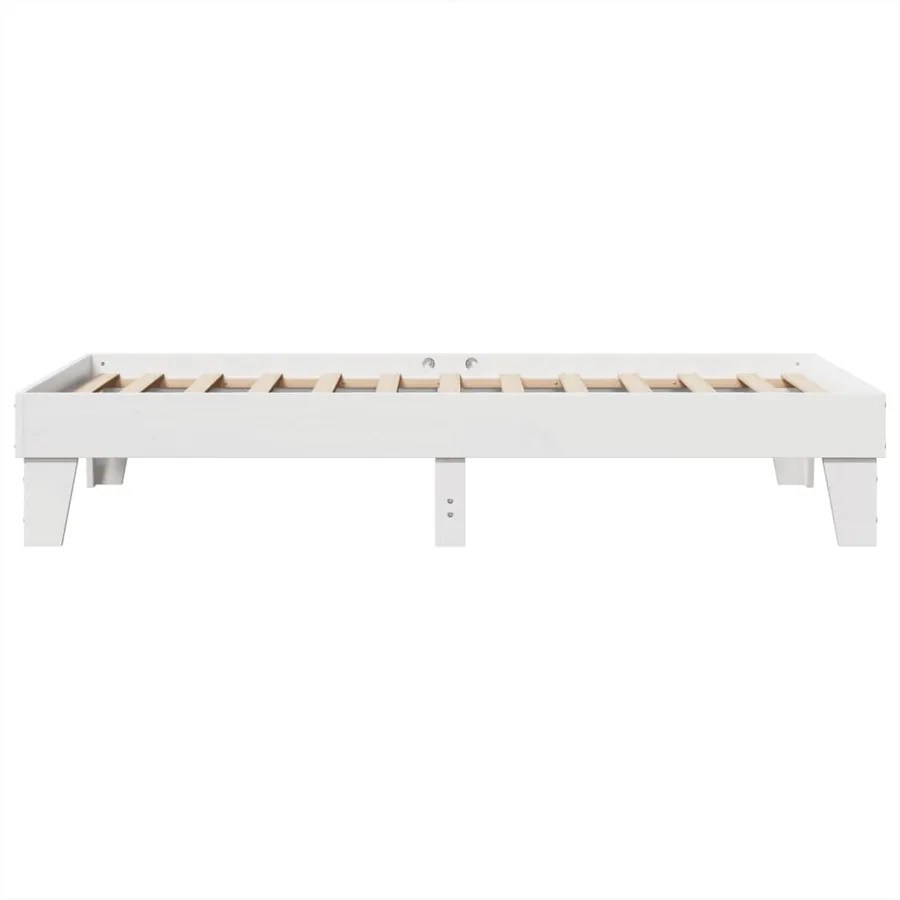 Cadre de lit sans matelas blanc 100x200 cm bois de pin massif - 5