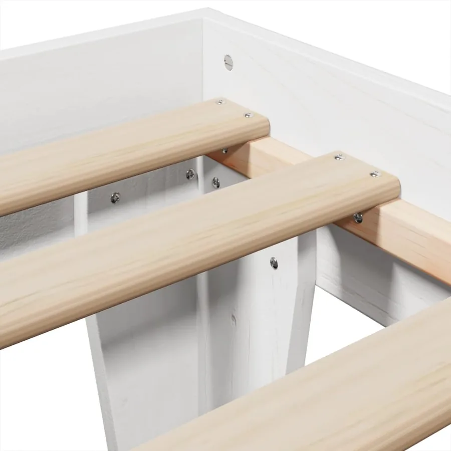 Cadre de lit sans matelas blanc 100x200 cm bois de pin massif - 7