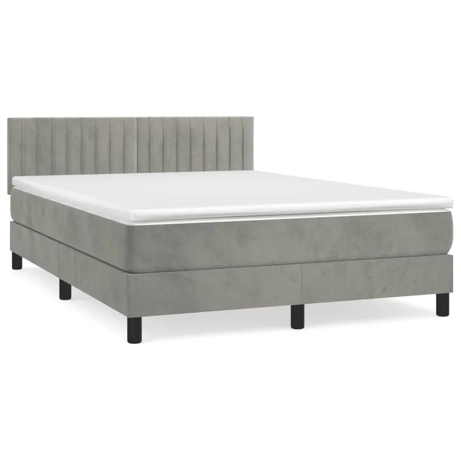 Sommier à lattes de lit et matelas Gris clair 140x190cm Velours - 2